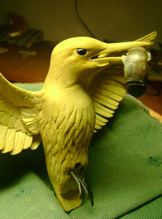 Eisvogel, Kingfisher, Watersplash, Hunting, Fish, Cornel, Schneider, Boxwood, Buchsbaum, jpeg, jpg, scuplture, Schnitzerei, Carving, okimono