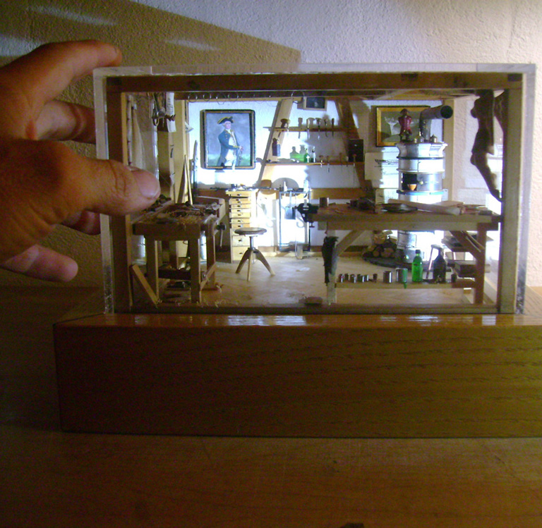 Violin Workshop, Geigen, Werkstatt, miniature, 1:21,Cornel, Schneider, Boxwood, Buchsbaum,  jpeg, jpg, scuplture, Schnitzerei, Carving, Modell, 